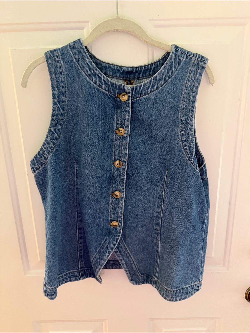 Madewell Blue Sleeveless Denim Button-Front Vest
